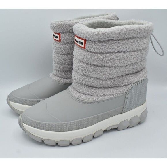 Hunter Womens Size 10 High Pile Fleece Sherpa Frosted Grey Short Snow Boots